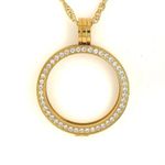 Jeweled Medallion Holder Necklace-Gold or Silver