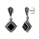 Onyx Marcasite Symbol Earrings