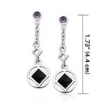 NA Amethyst/Onyx Earrings - Image 2