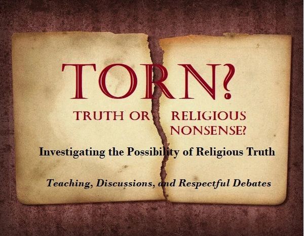 Torn paper revealing text about religious truth versus nonsense.