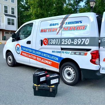 Our service van at a customer Home at 16 th street,  N.W Washington DC - mobile battery replacement