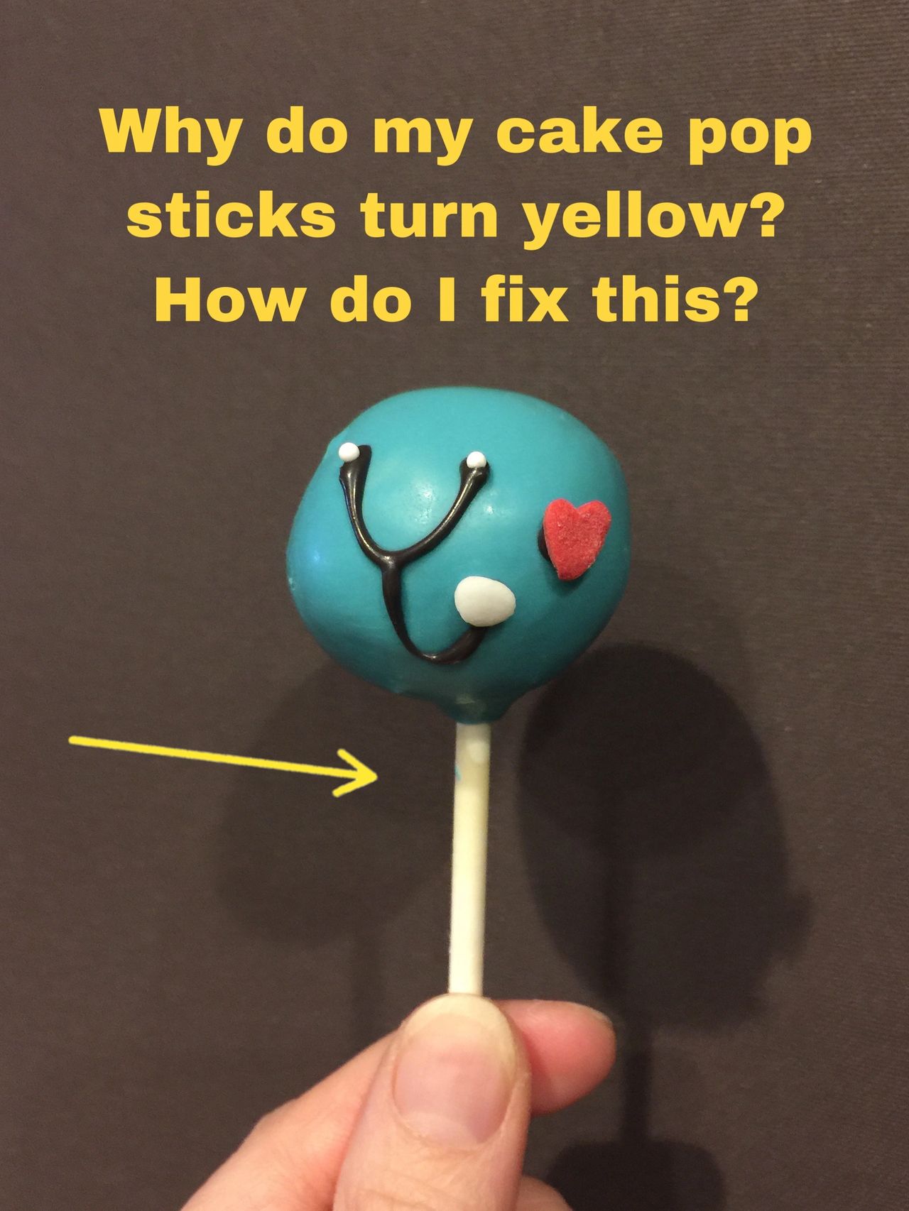 Why are my cake pop sticks turning yellow? How do I fix this?