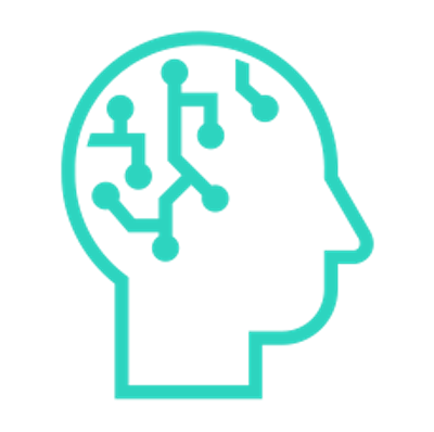 Outline of a head with digital circuit inside.