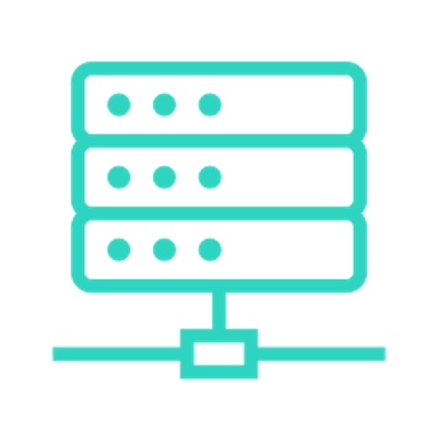 Icon of a networked server stack.