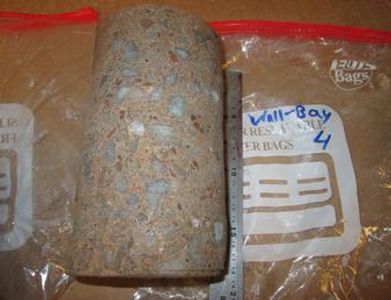 Diamond Drilled Core sample taken for analysis of the concrete strength.