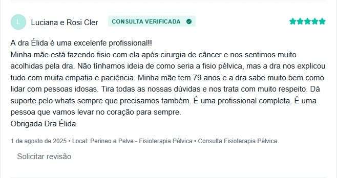 Avaliação positiva sobre fisioterapia pélvica pós-câncer.