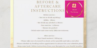 Before  & Aftercare Instructions from SUGAR Thai Massage | American Canyon 