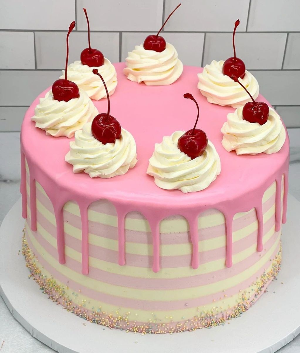 Alfonso's Pastry Shoppe Striped Drip Cake