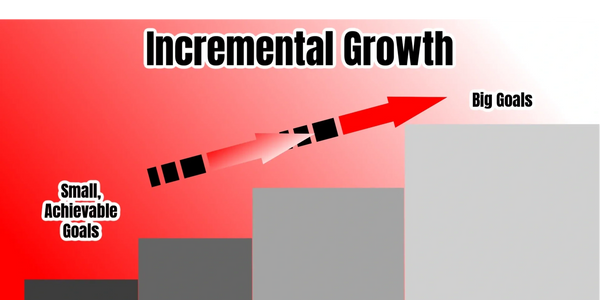 Incremental Growth infographic shows progression from small, achievable goals to big goals.