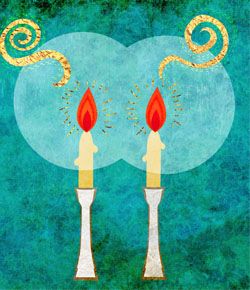 Drawing of two shabbat candles