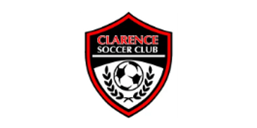 Clarence Soccer Club logo with a soccer ball and laurel wreath.