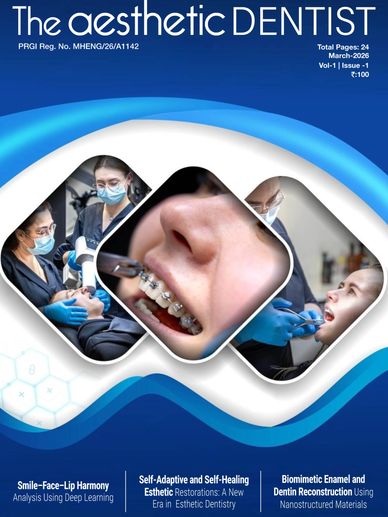 Cover of The Aesthetic Dentist magazine featuring dental treatments and braces close-up.