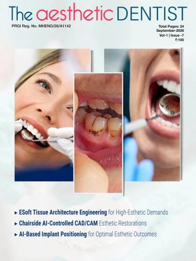 Cover page of The Aesthetic Dentist, September 2026 issue, featuring dental treatment imagery and hi