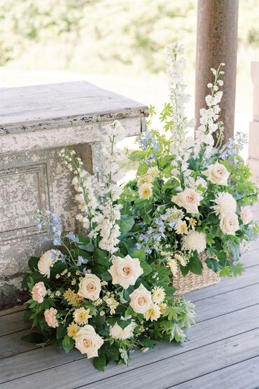 Spring Flowers displayed at the bar at wedding at Windrift Hall