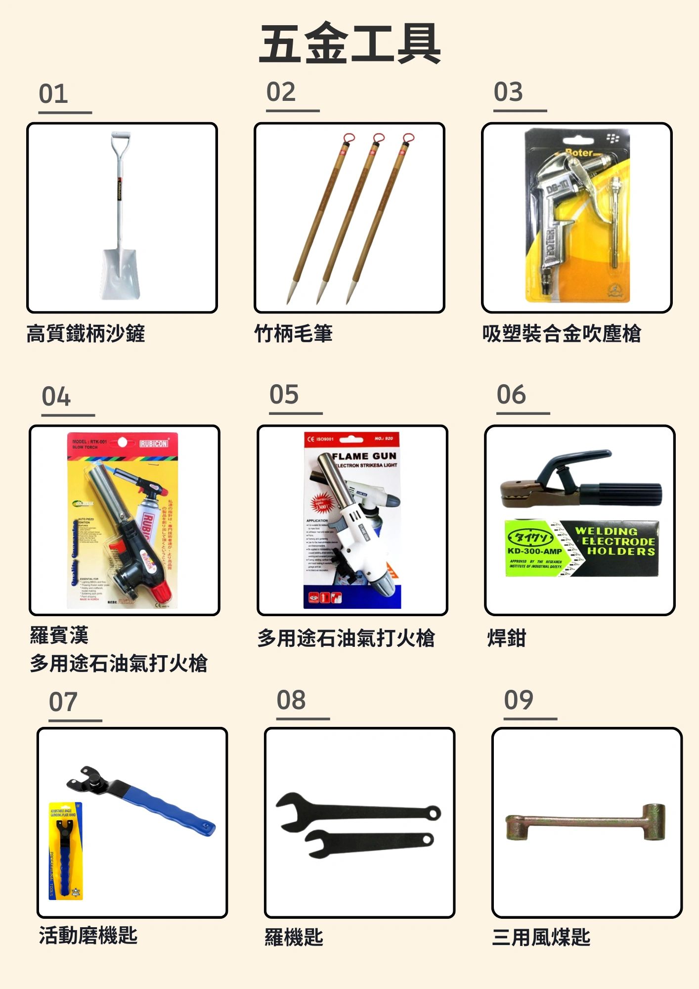 多種五金工具展示圖