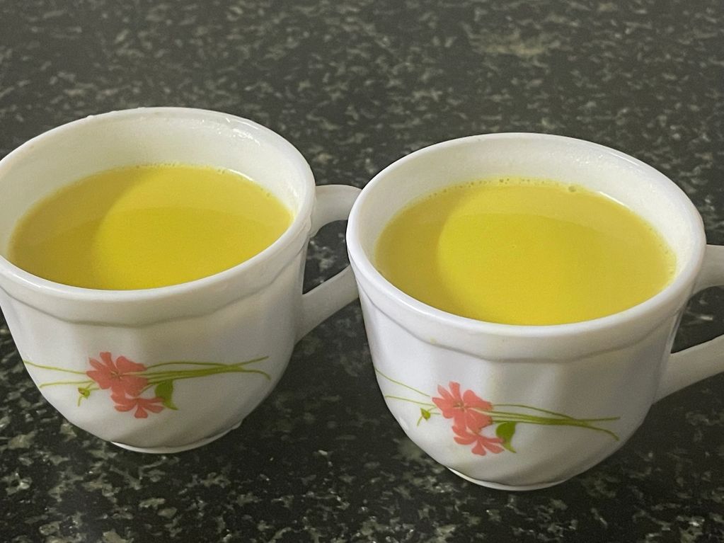 What your currently seeing now is turmeric milk 
Some benefits of drinking turmeric milk are 
Say Go