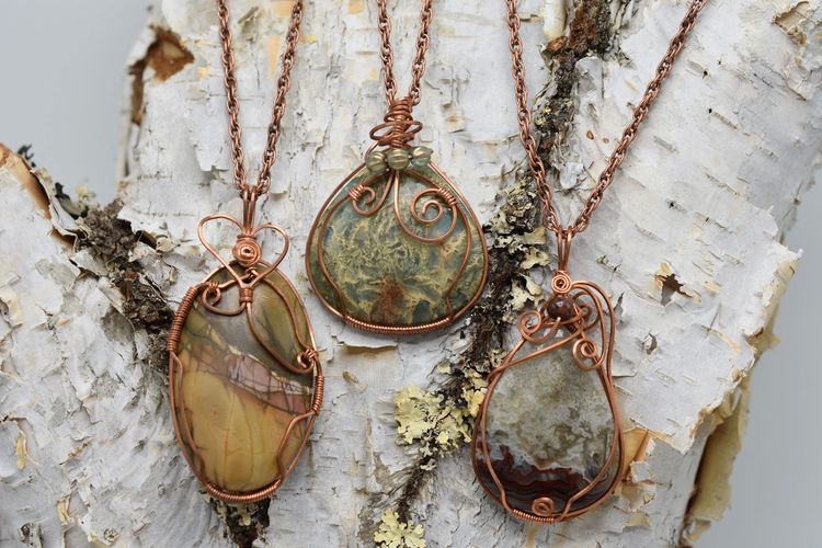 Red Creek Jasper Copper Necklace - One of A Kind Earthy Natural Stone Jewelry
