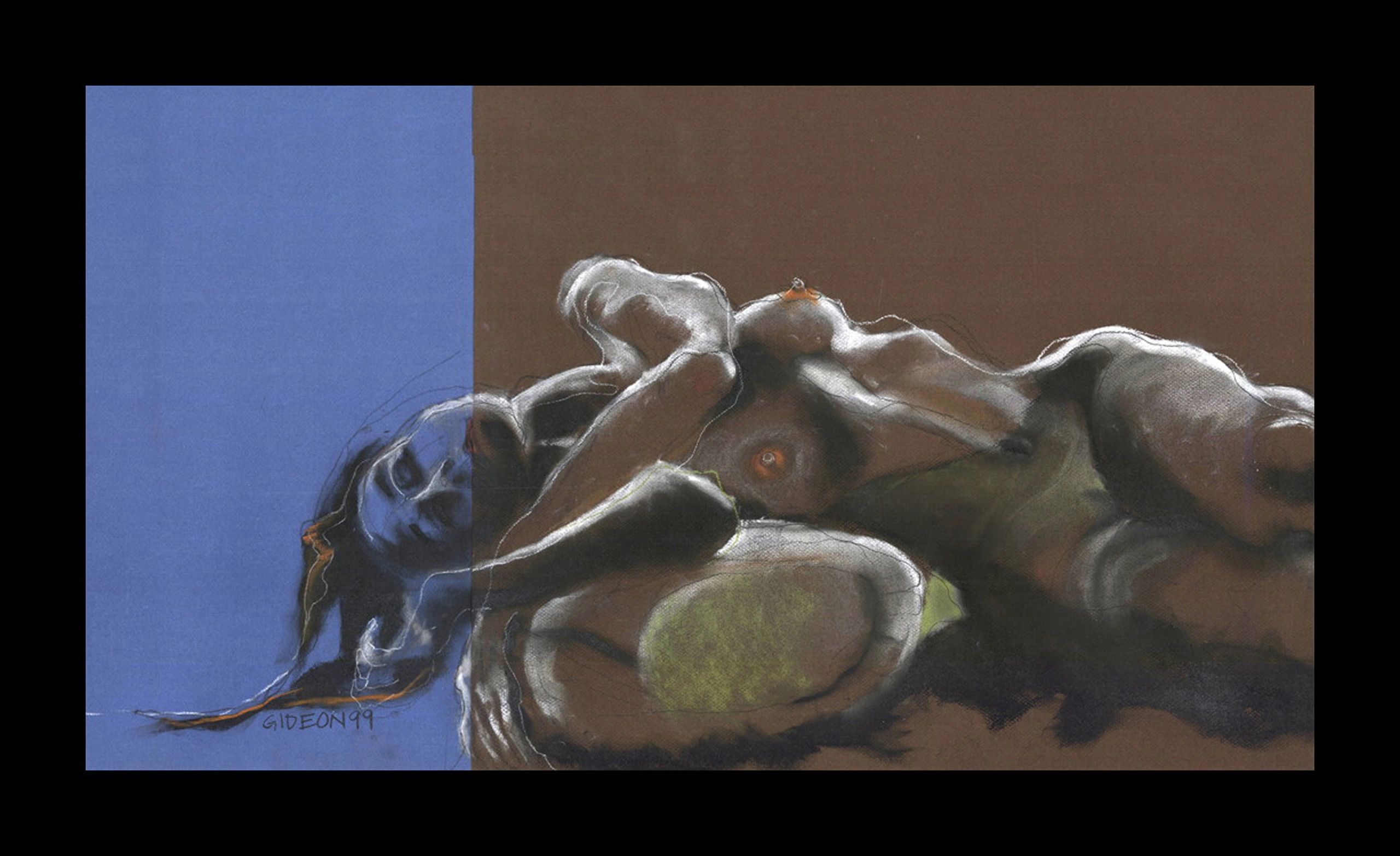 Reclining Figure (Diptych) — 19×34, Charcoal on Paper by Gideon Artist
