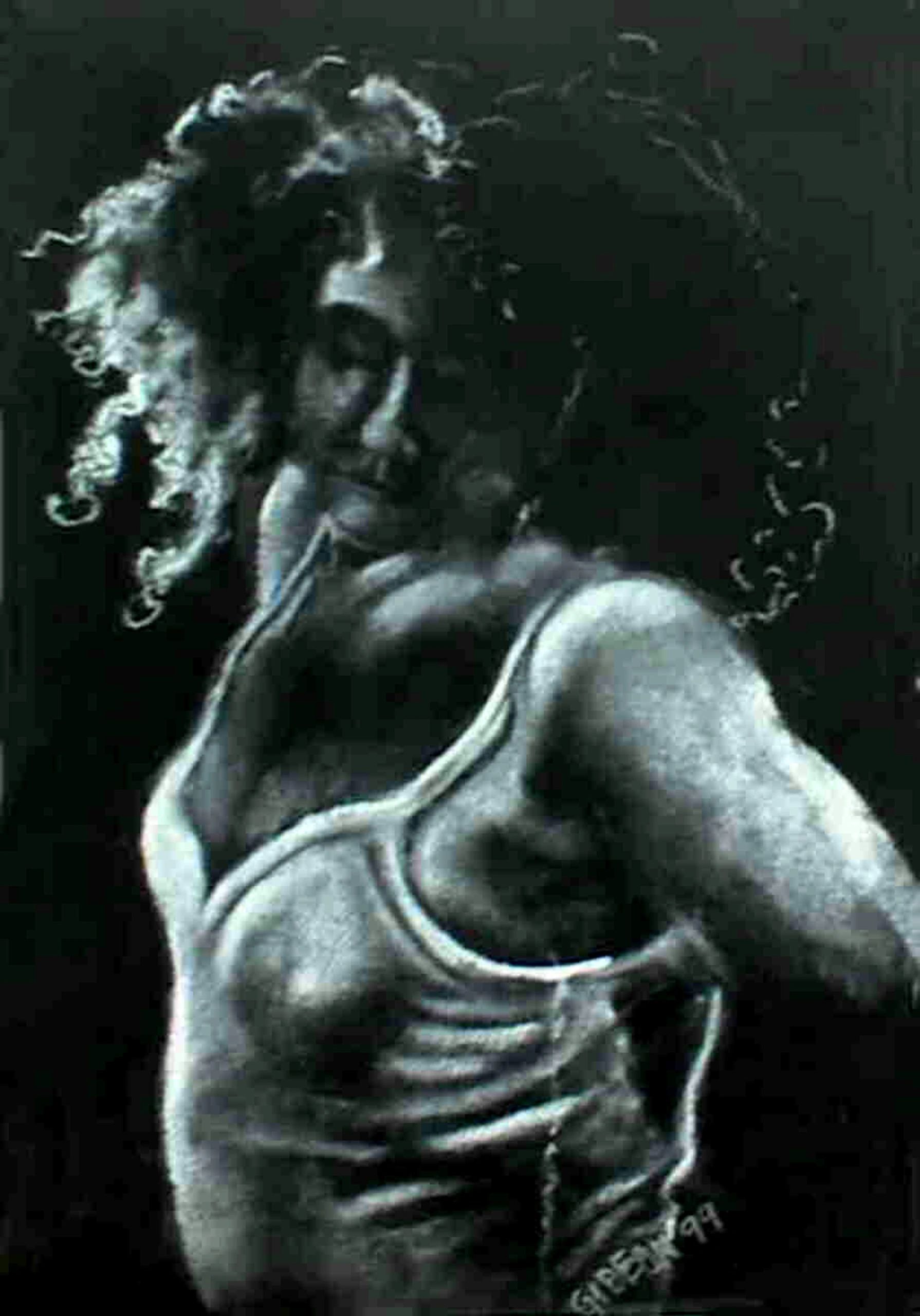 Deborah — 26×20, White Charcoal on Paper by Gideon Artist