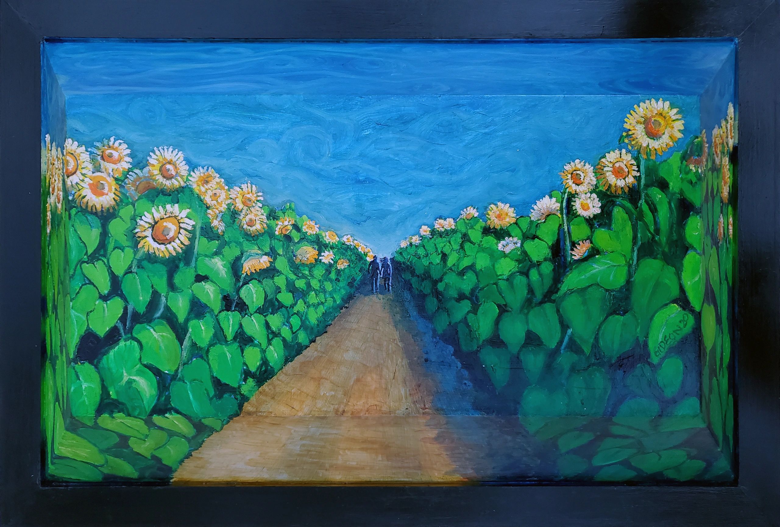 Sunflower Trail — 21×33×6, Oil on 3D Canvas by Gideon Artist