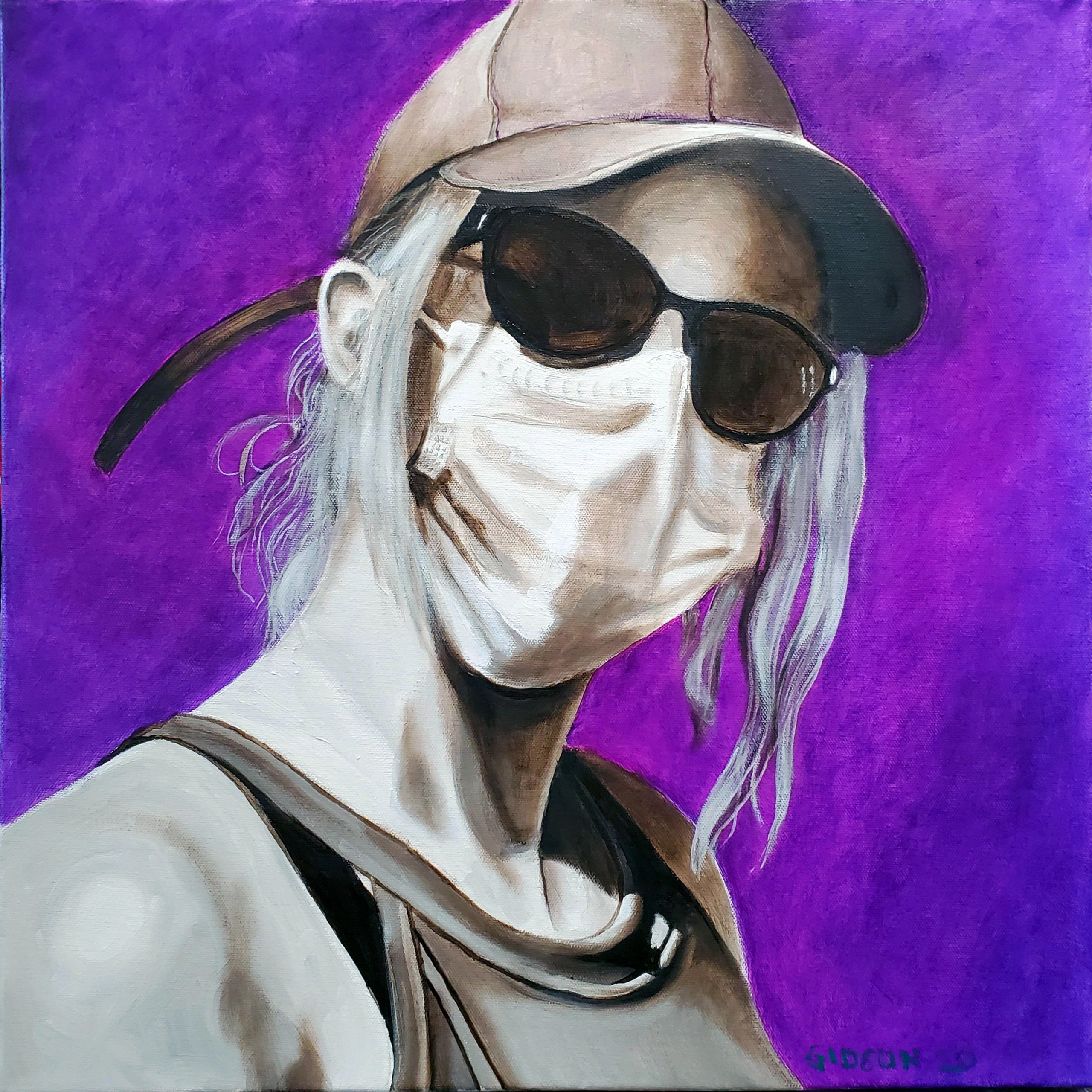 C-19 b — 20×20, Oil on Canvas, 2020 by Gideon Artist