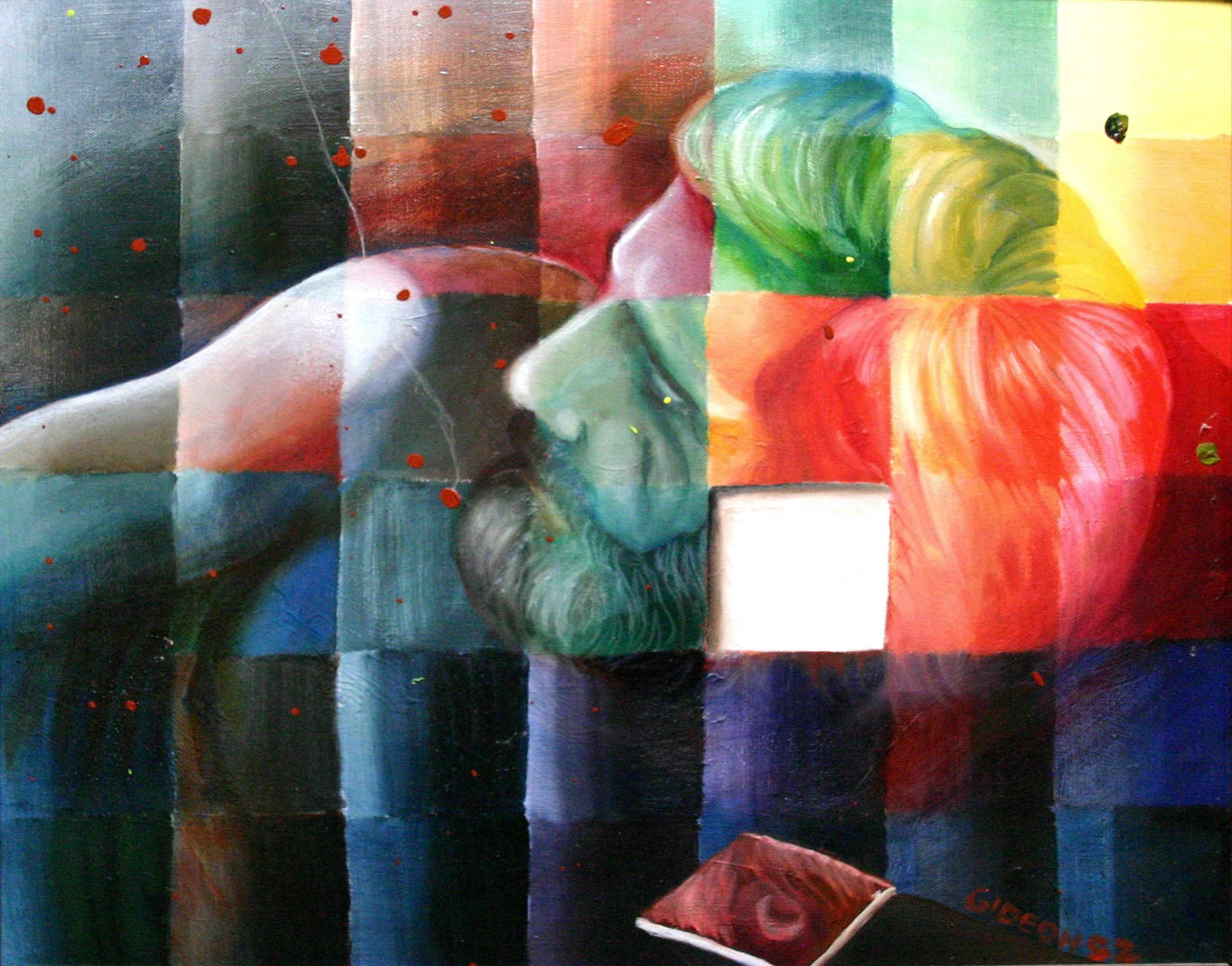 Self Portrait #100 (with a Missing Piece) — Oil on Canvas by Gideon Artist