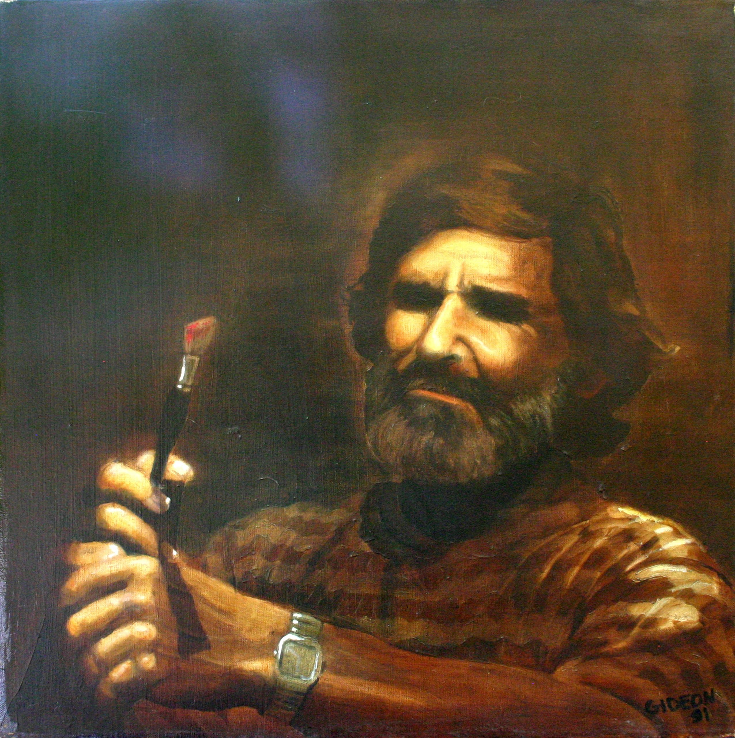 Self Portrait #400 — 24×24, Oil on Canvas, 1991 by Gideon Artist