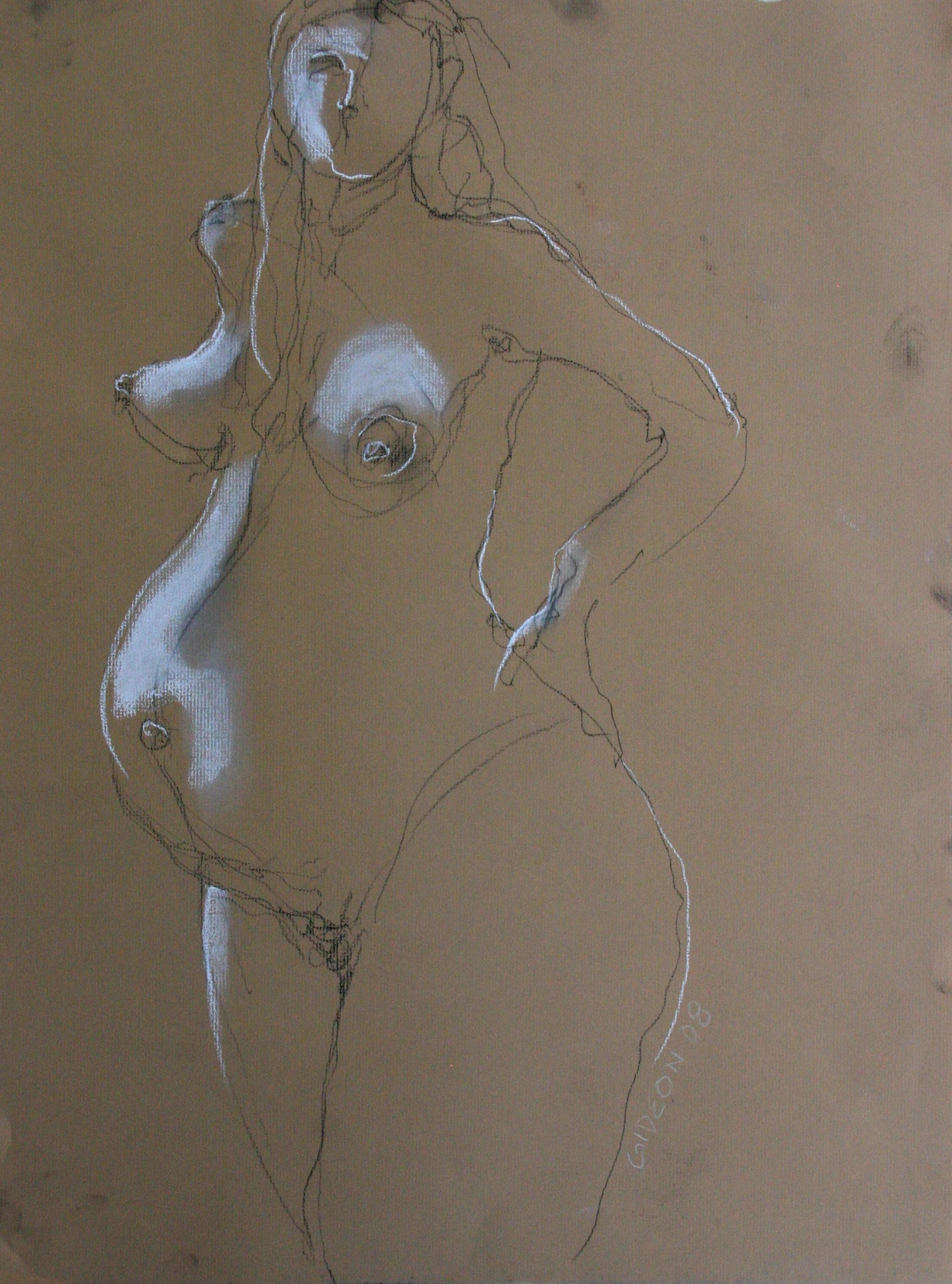 Pregnant Woman 4 — 24×18, Charcoal & Pastel by Gideon Artist