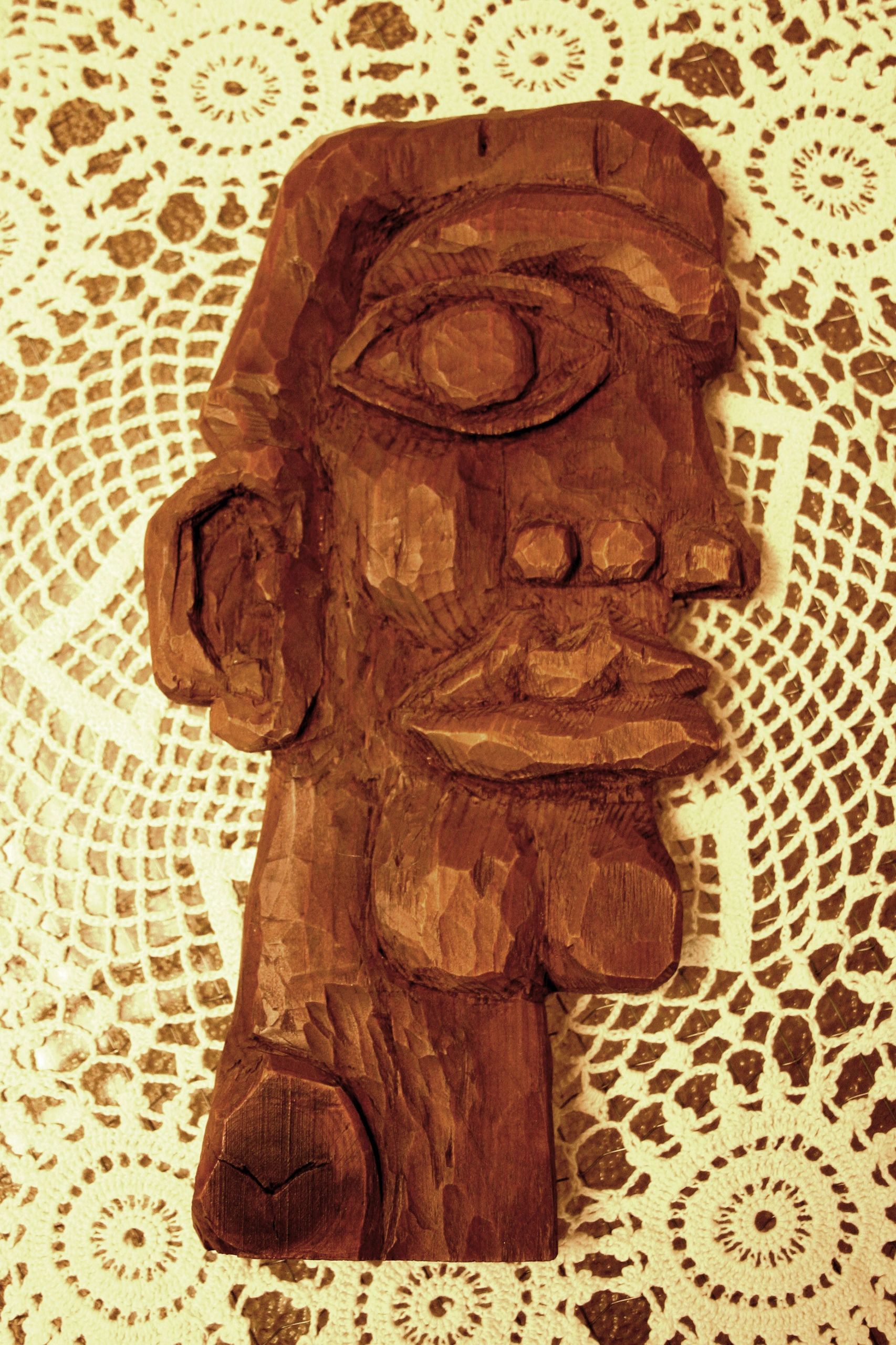 Self Portrait — Carved Wood — Carved Wood Sculpture by Gideon Artist