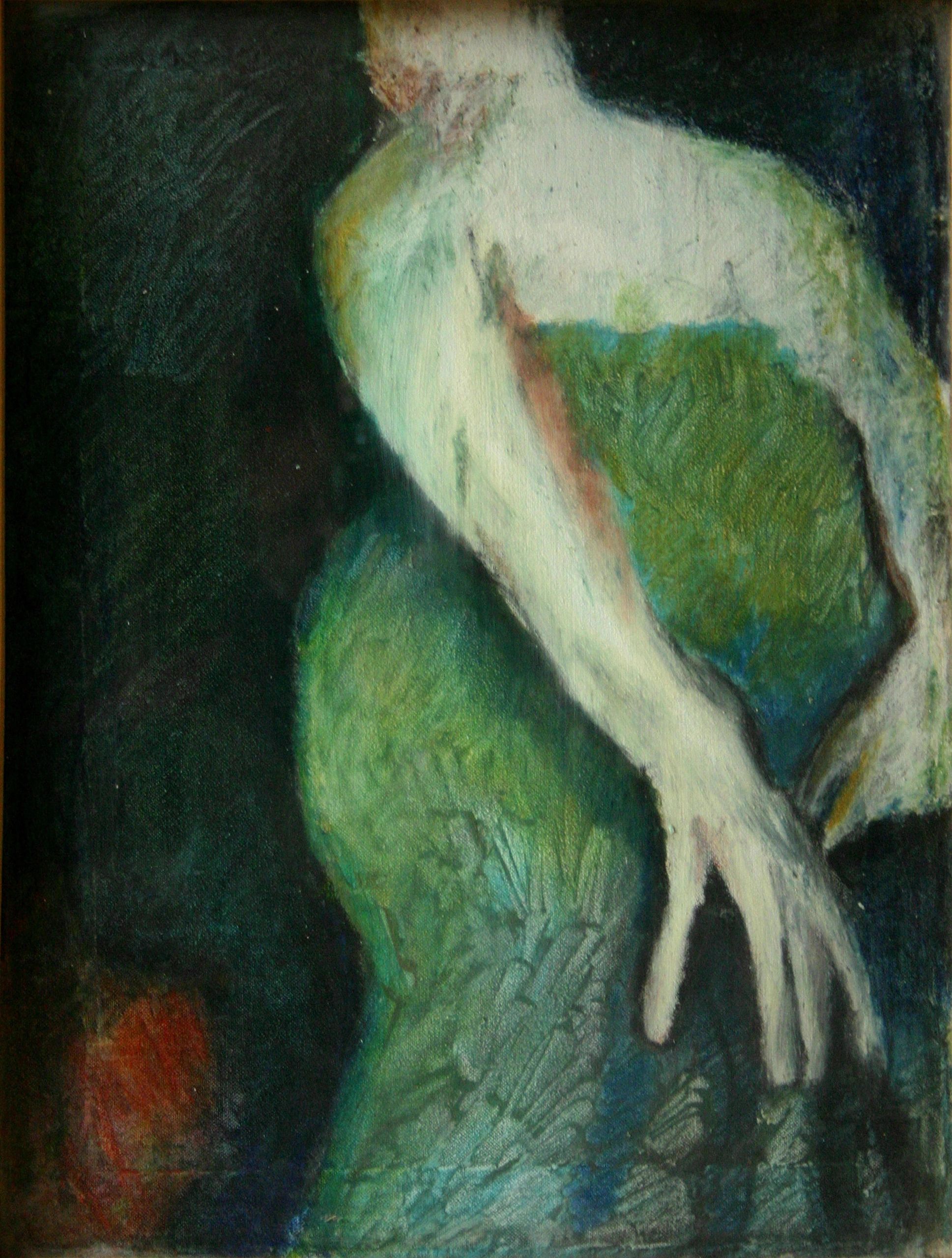 Woman in Green — Oil Pastels on Canvas by Gideon Artist