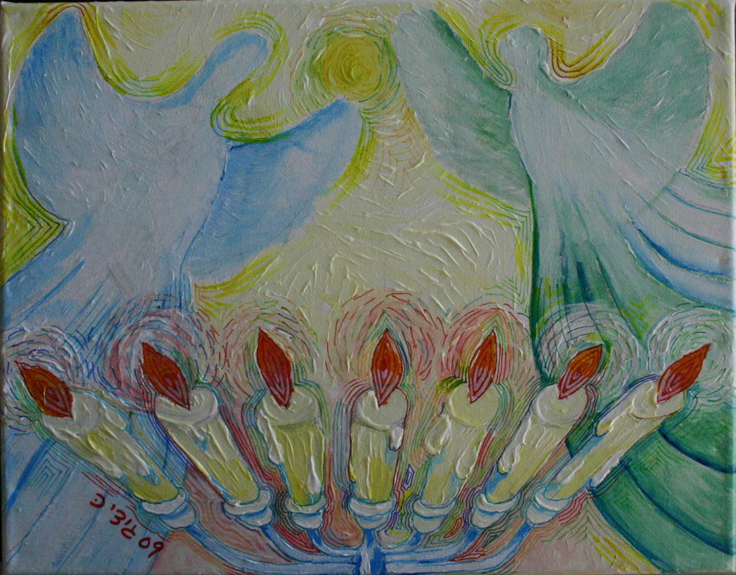 Angels — 11×14, Acrylic & Pen on Canvas, 2009 by Gideon Artist