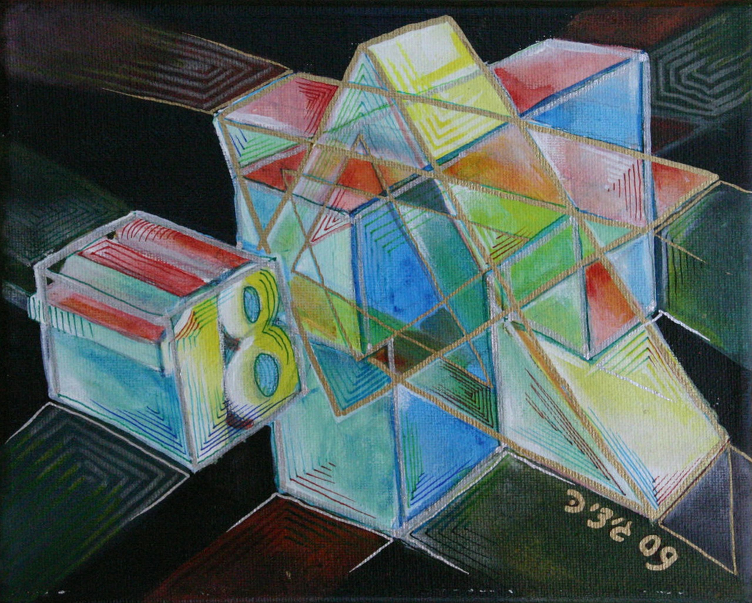 18 — 8×10, Acrylic & Pen on Canvas, 2009 by Gideon Artist