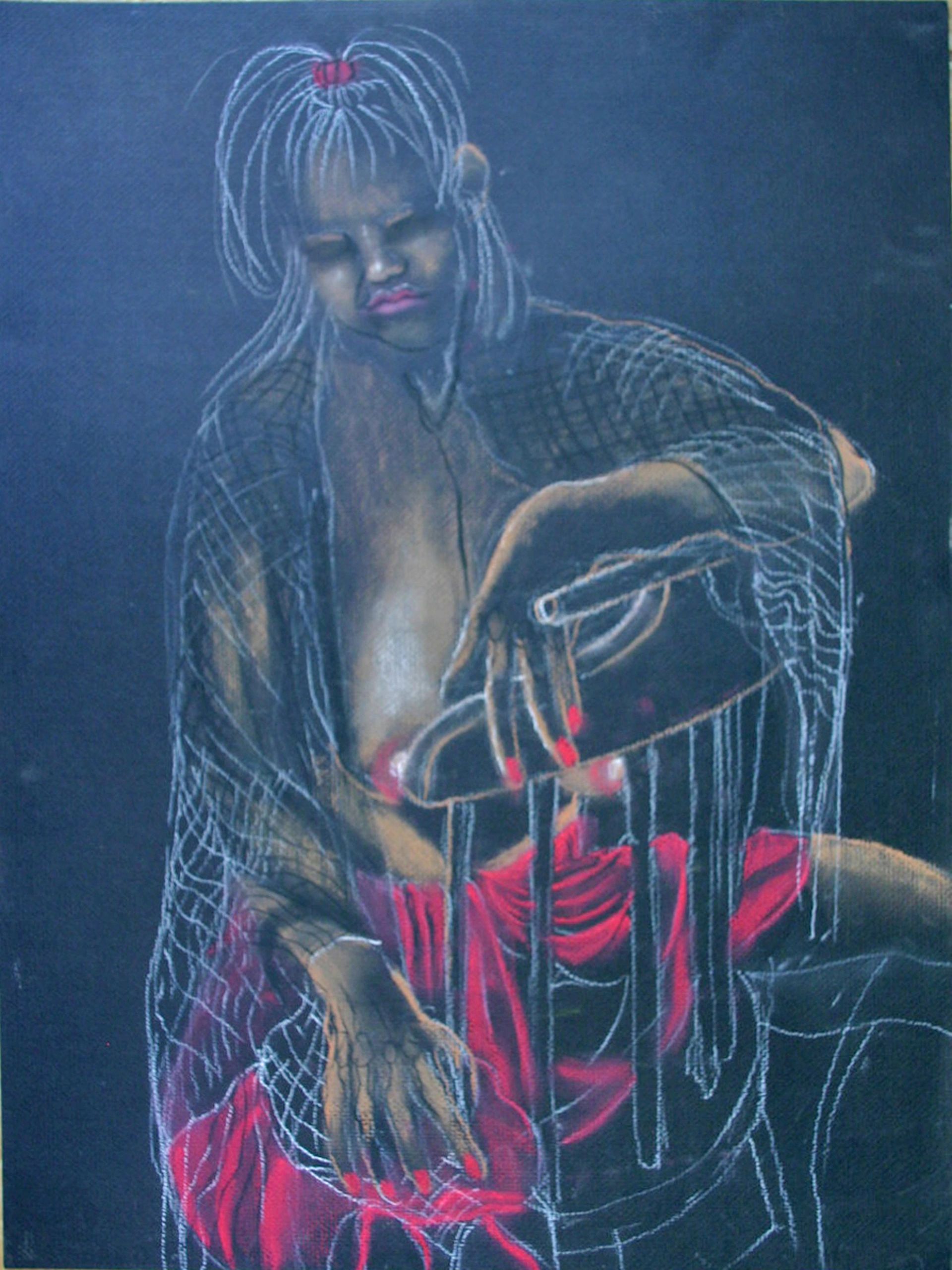 Sitting Figure — 24×18, Pastel on Paper, 2009 by Gideon Artist