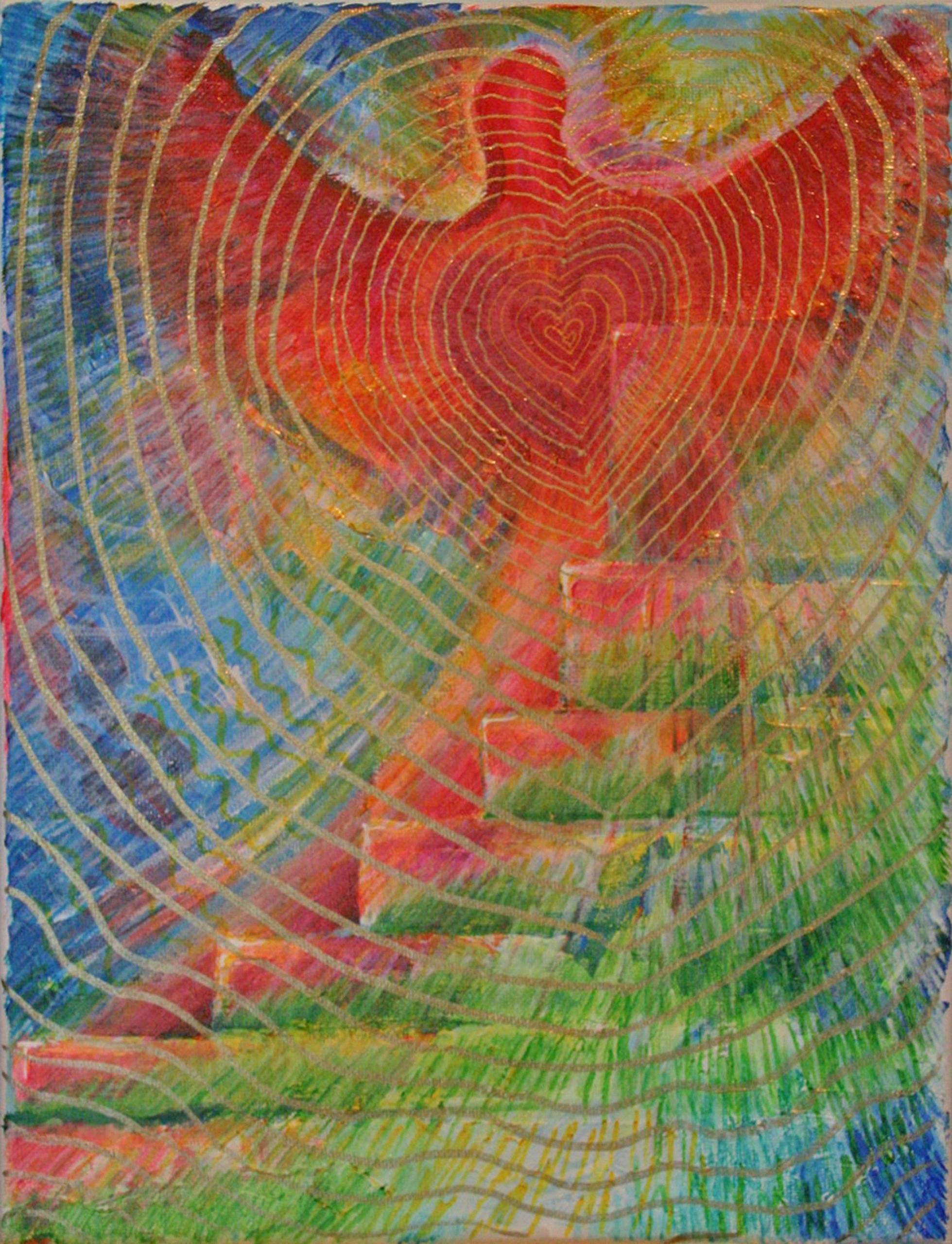 Heart Time (Time Machine) — 14×11, Acrylic & Pen on Canvas by Gideon Artist