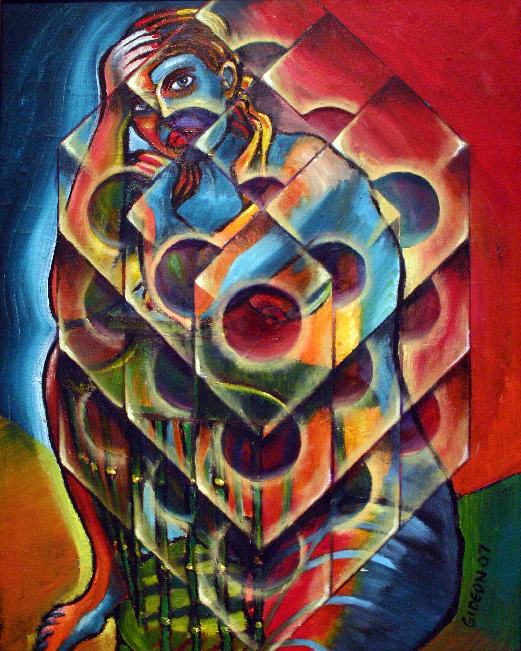 Woman Reflecting in Chair — 30×24, Oil on Canvas by Gideon Artist