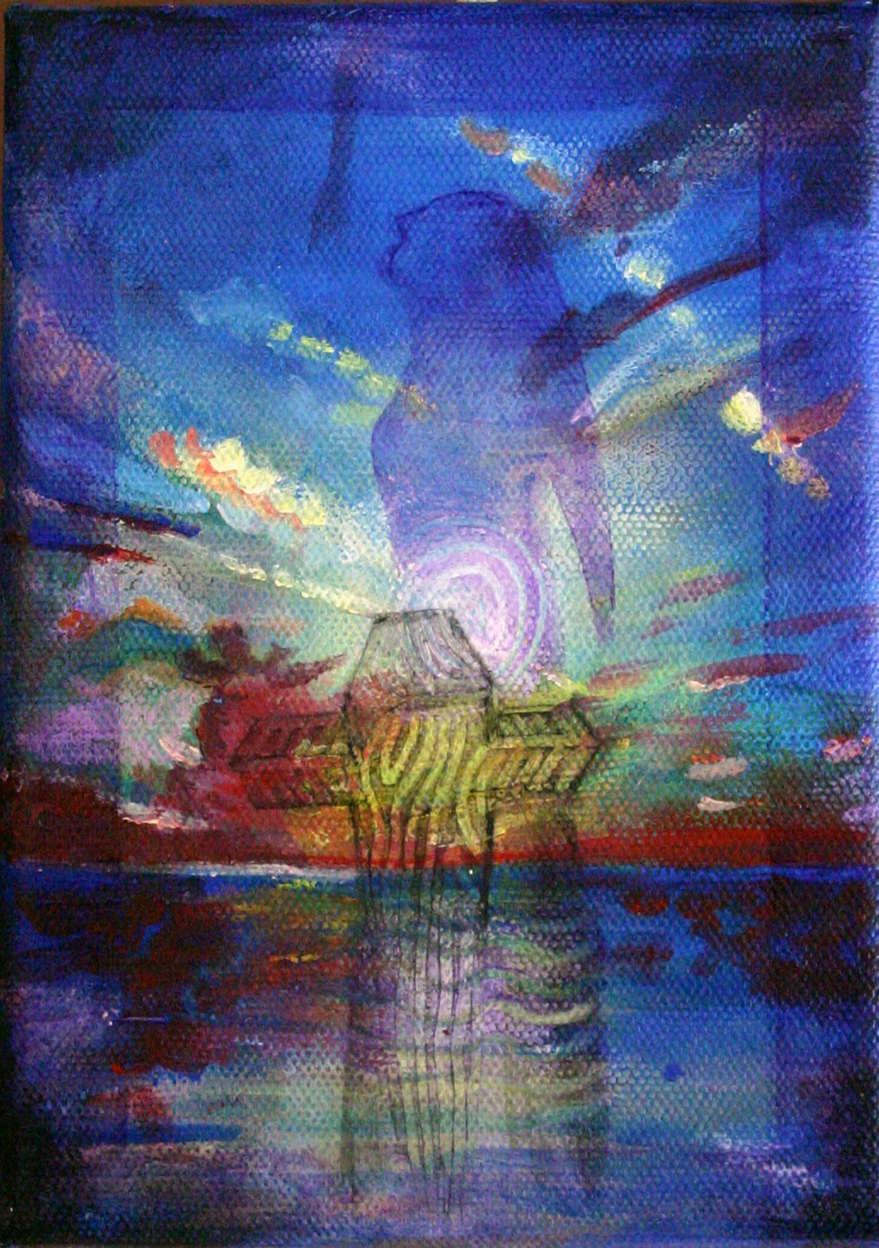 Spiritual Rising in Sunset — Mixed Media by Gideon Artist