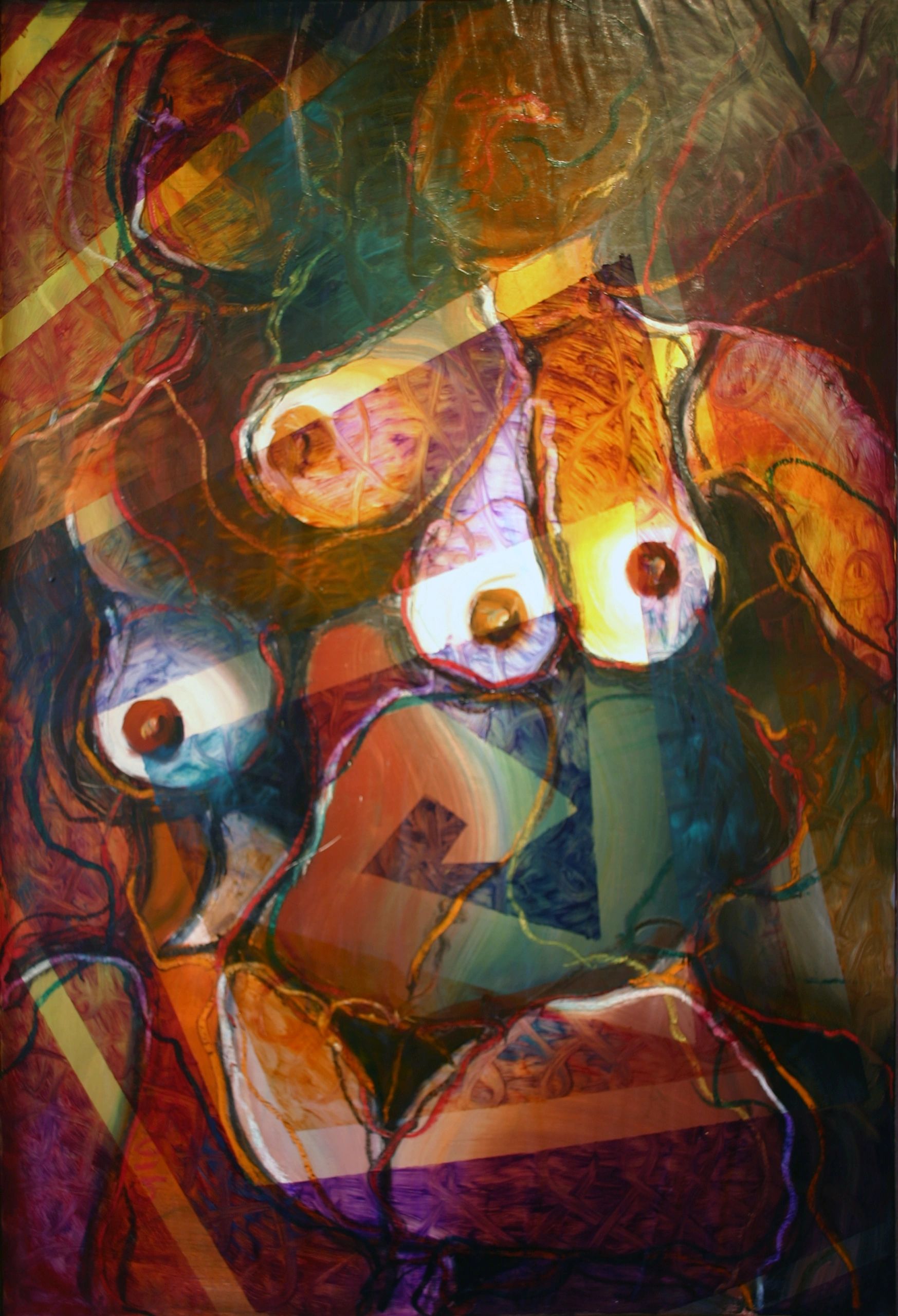 Two Female Nudes II — 40×26, Oil on Paper & Board by Gideon Artist