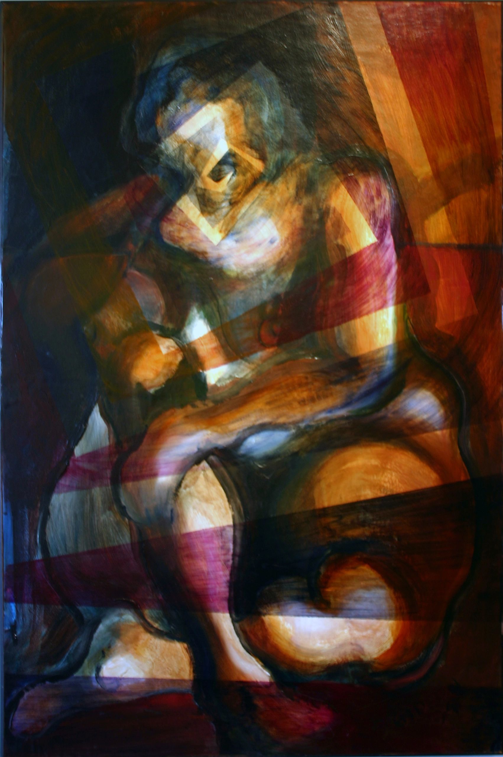 Sitting Nude II — 40×26, Oil on Plywood, 2011 by Gideon Artist