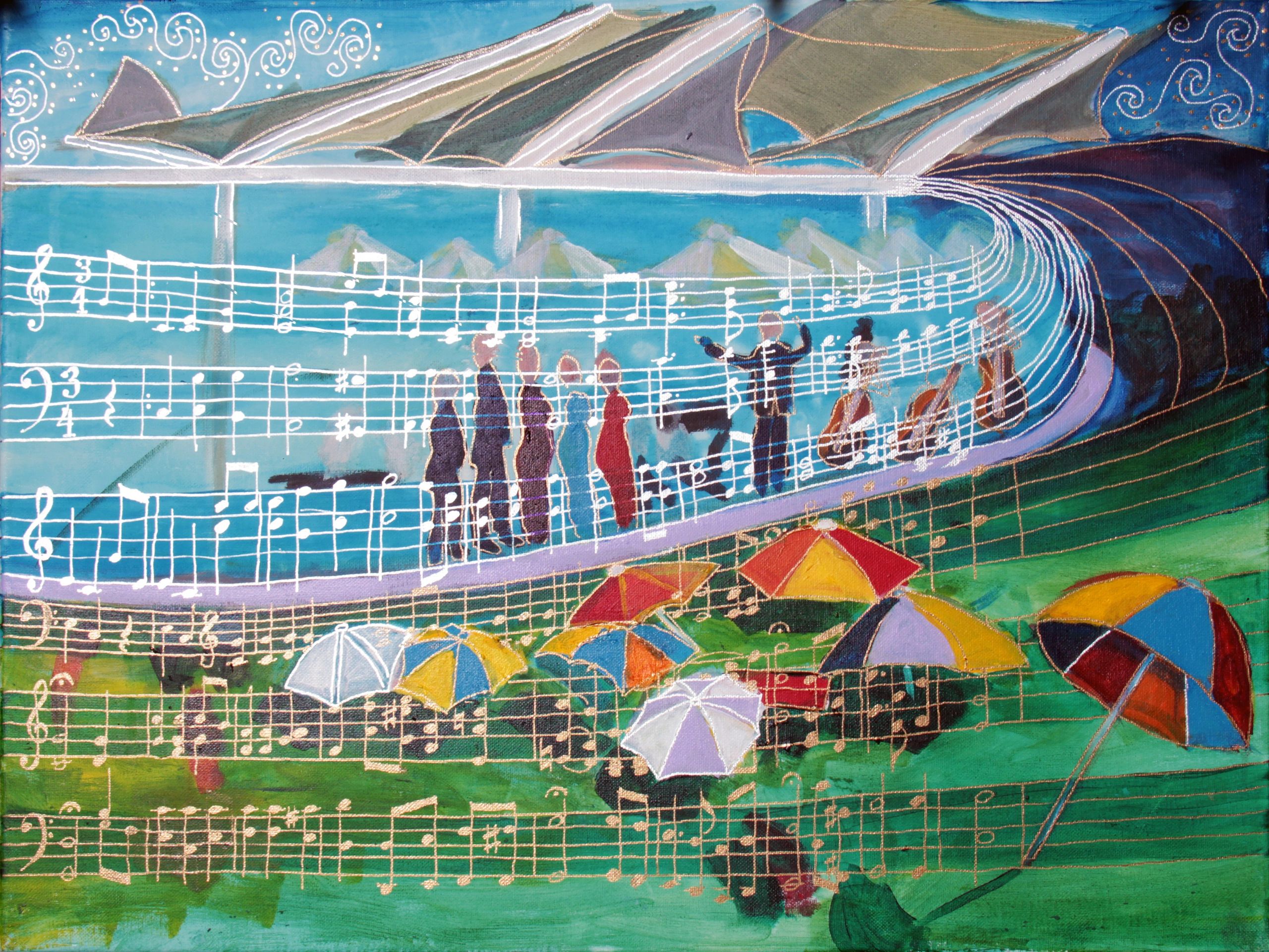 Star Spangled OperArt — 18×24, Acrylic & Pen on Canvas by Gideon Artist