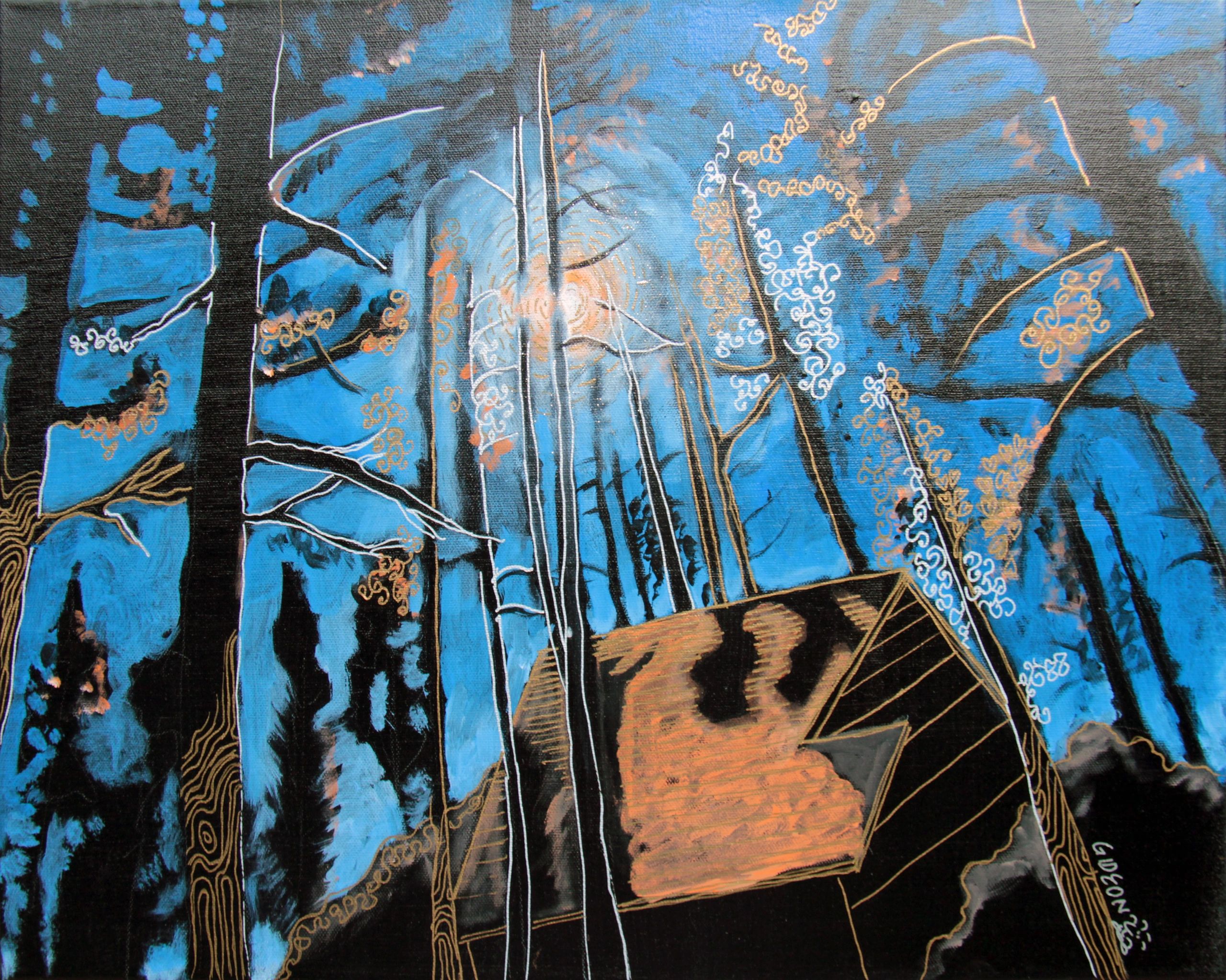 I-Dy IV — 16×20, Acrylic & Pen on Canvas by Gideon Artist