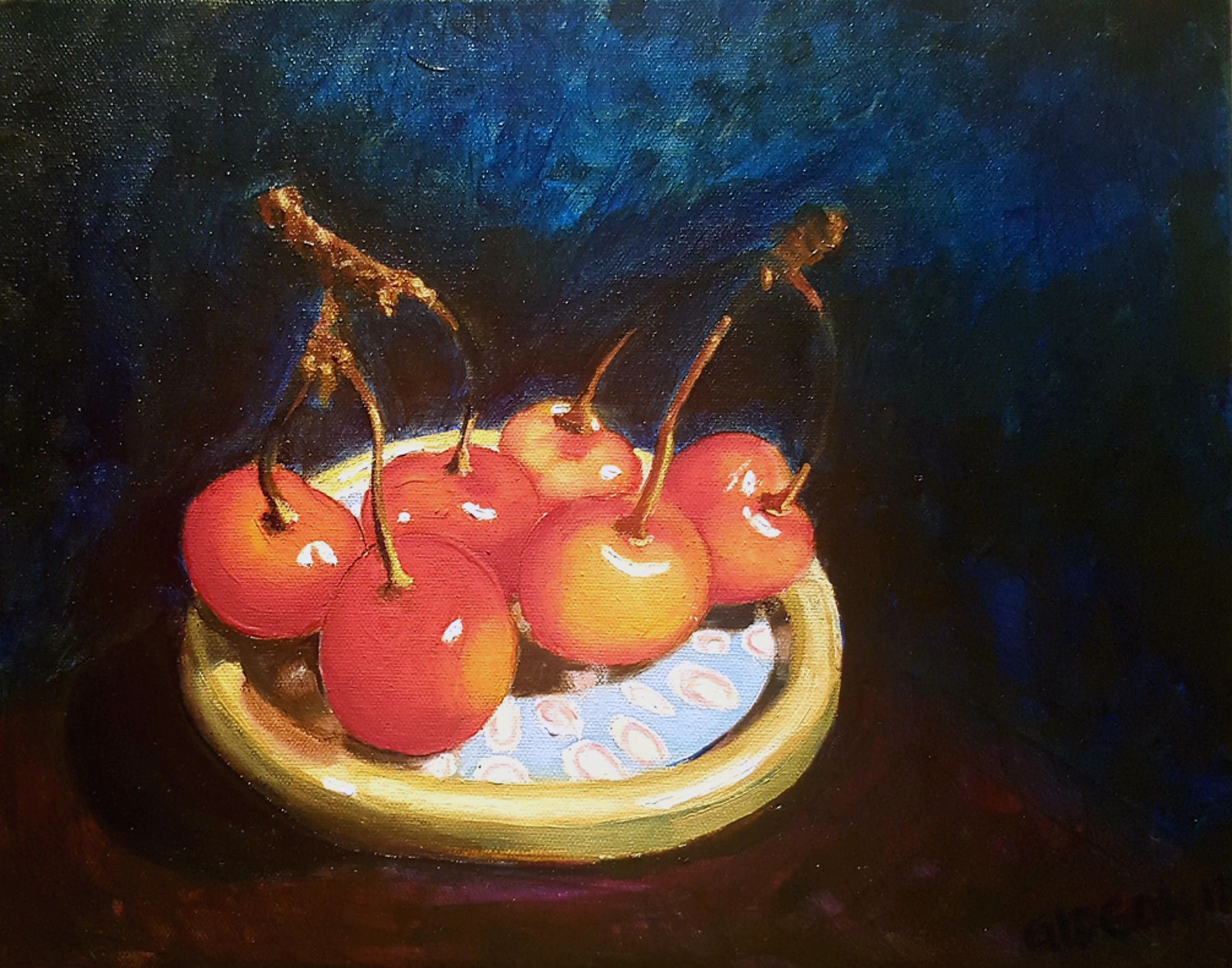 Duo Trio (Cherries) — 11×14, Oil on Canvas by Gideon Artist