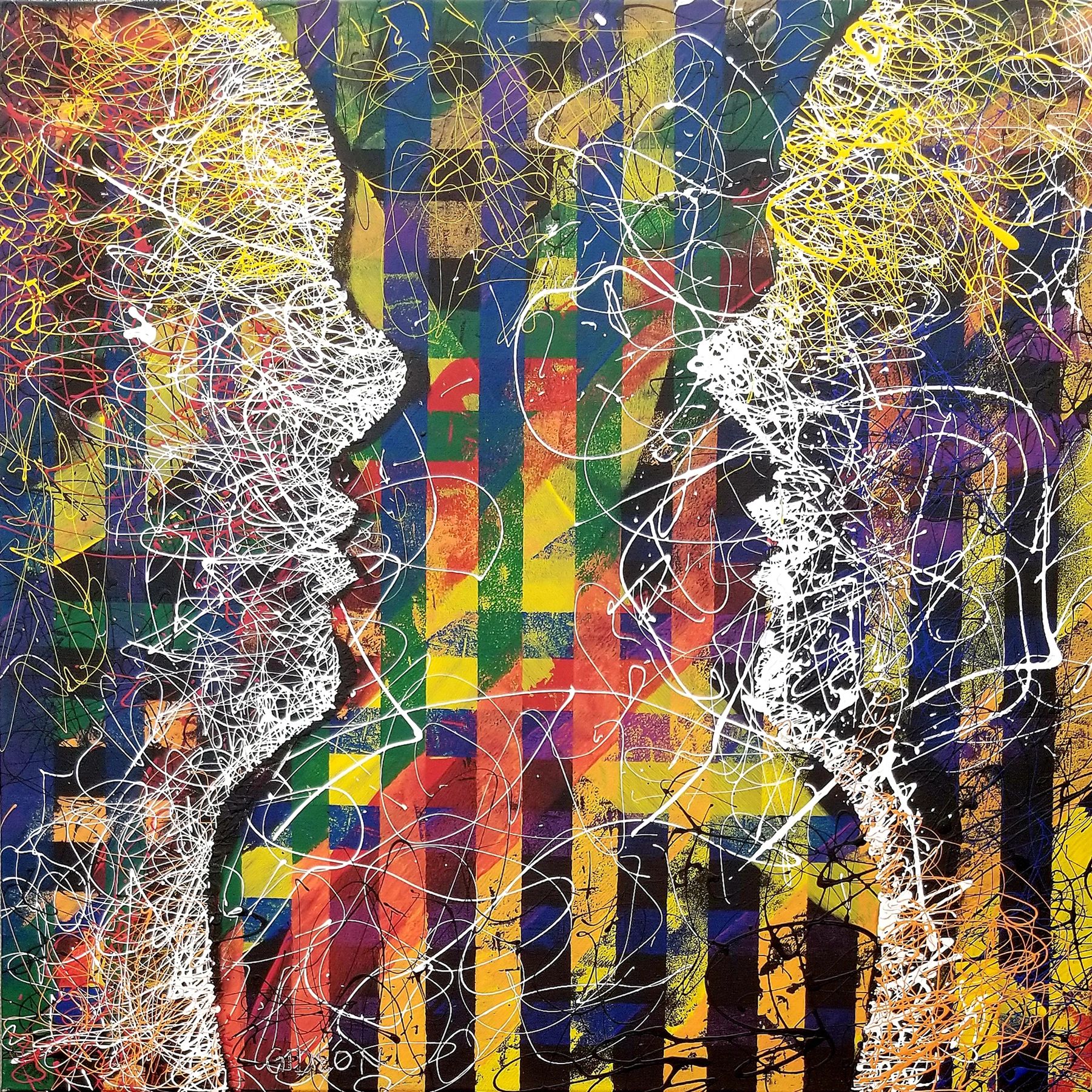 Quantum Entanglement II — 30×30, Latex on Canvas by Gideon Artist