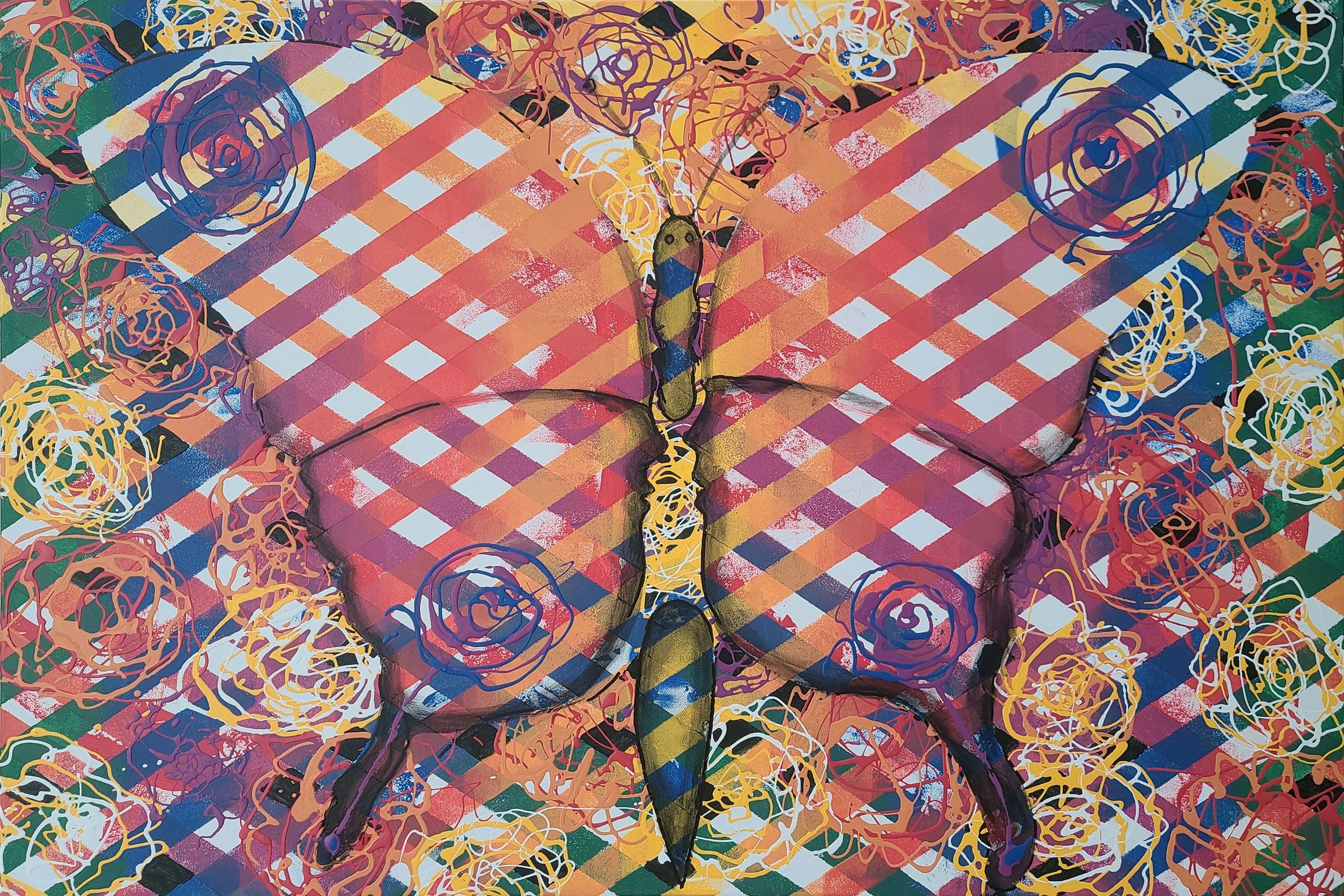 Quantum Entanglement VI (Butterface) — Latex on Canvas by Gideon Artist