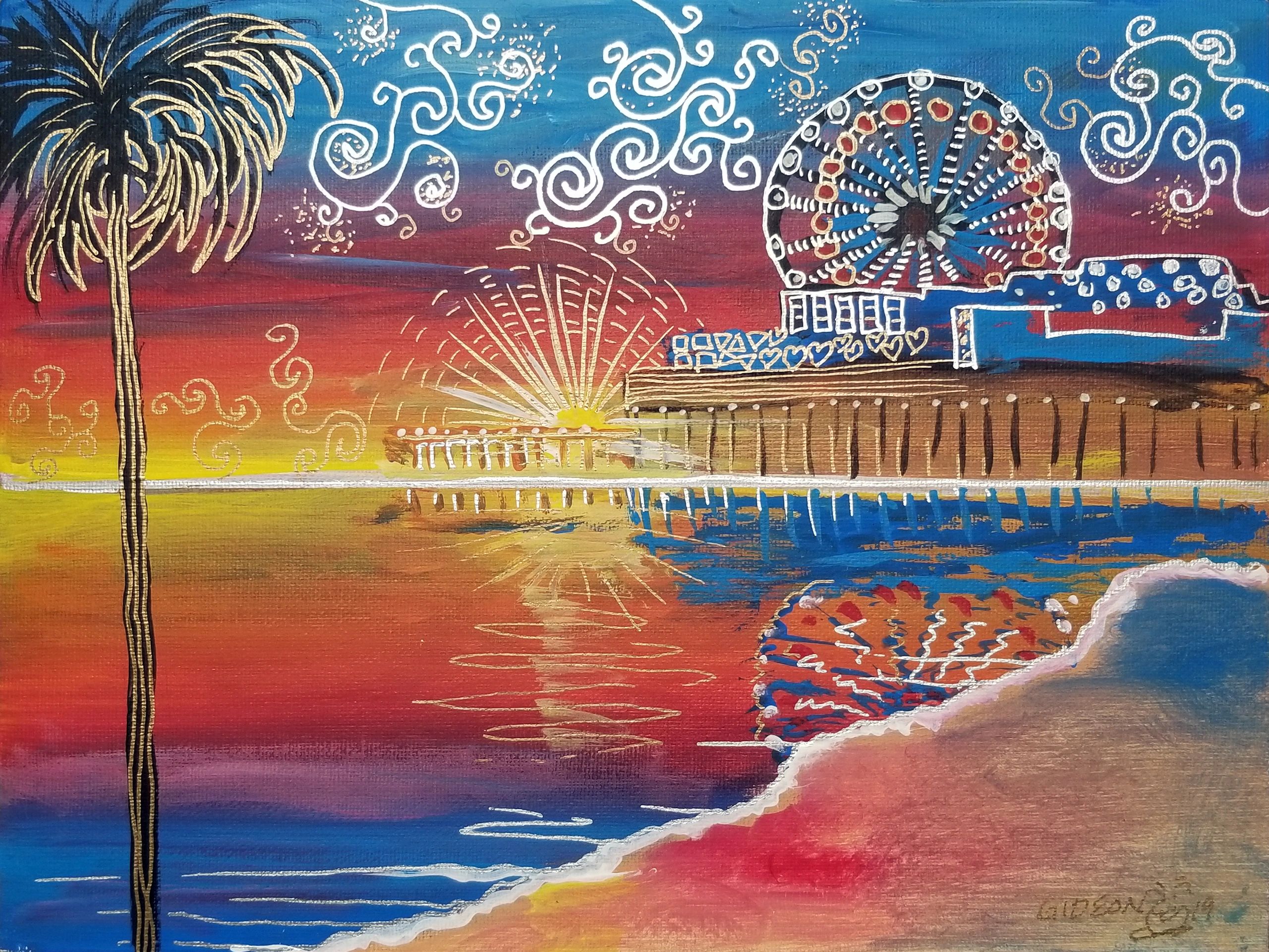 Sunset at Santa Monica Pier — Gideon Artist