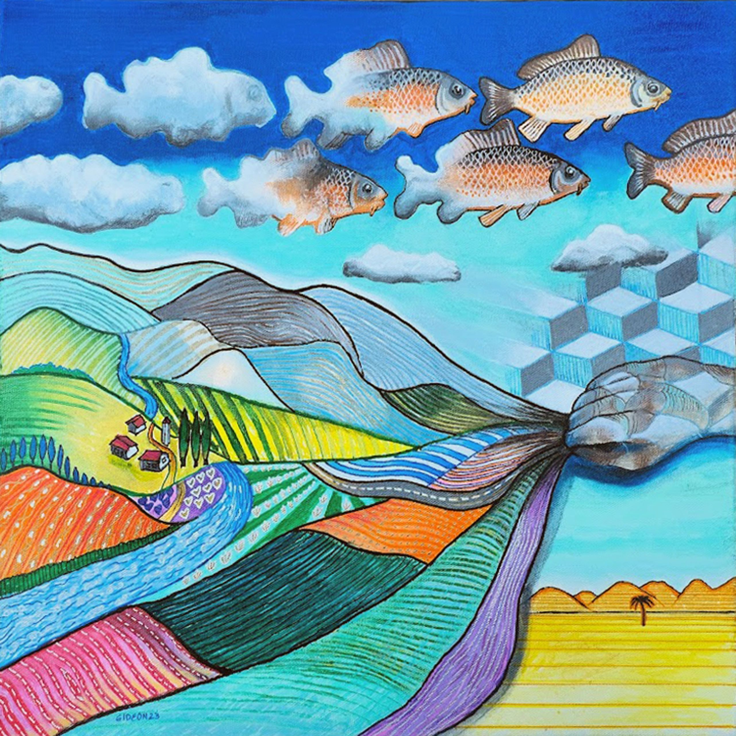 Childhood Dreams (Desert Scene) — 18×18, Acrylic on Canvas by Gideon Artist