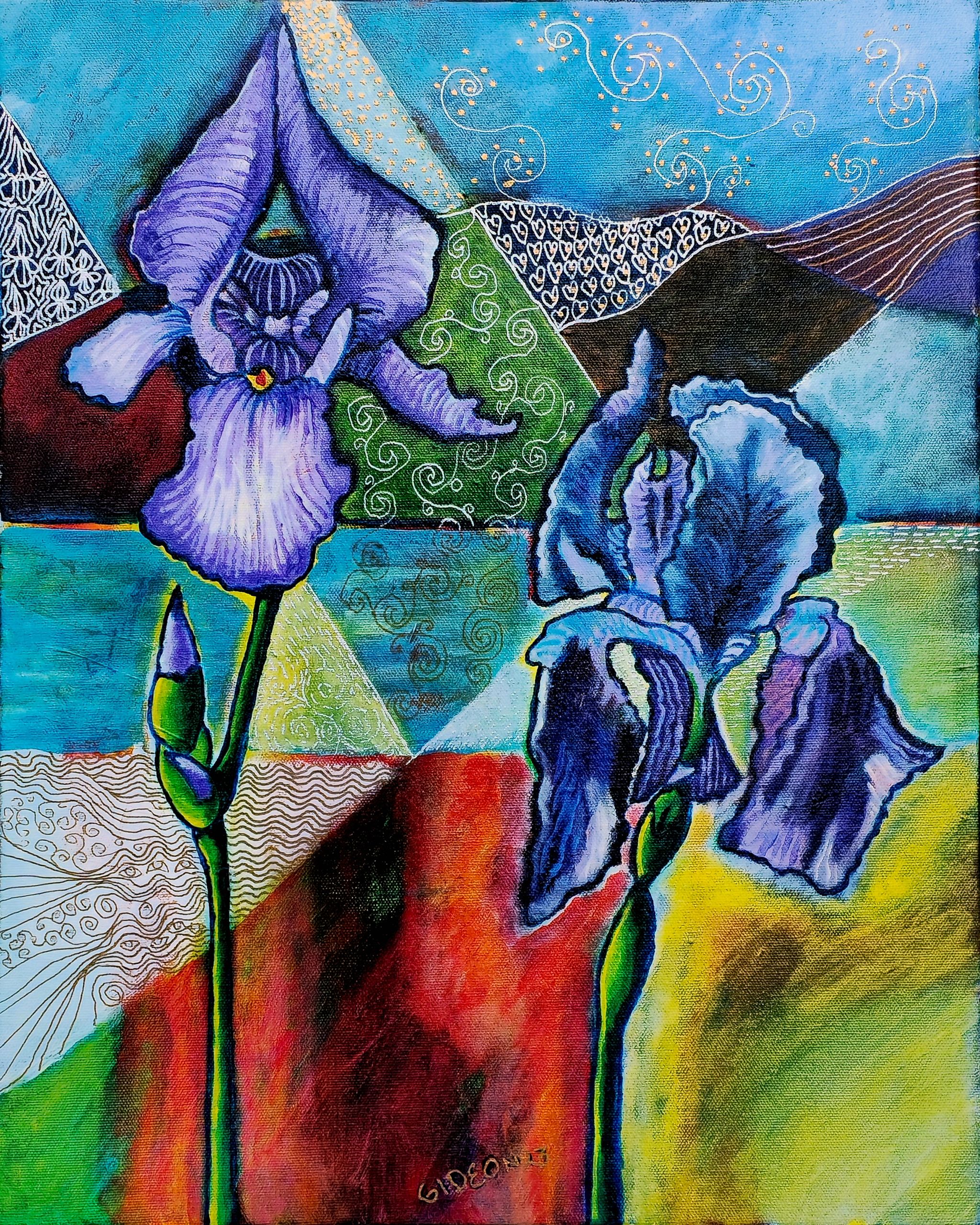 Irises — 20×16, Oil on Canvas by Gideon Artist