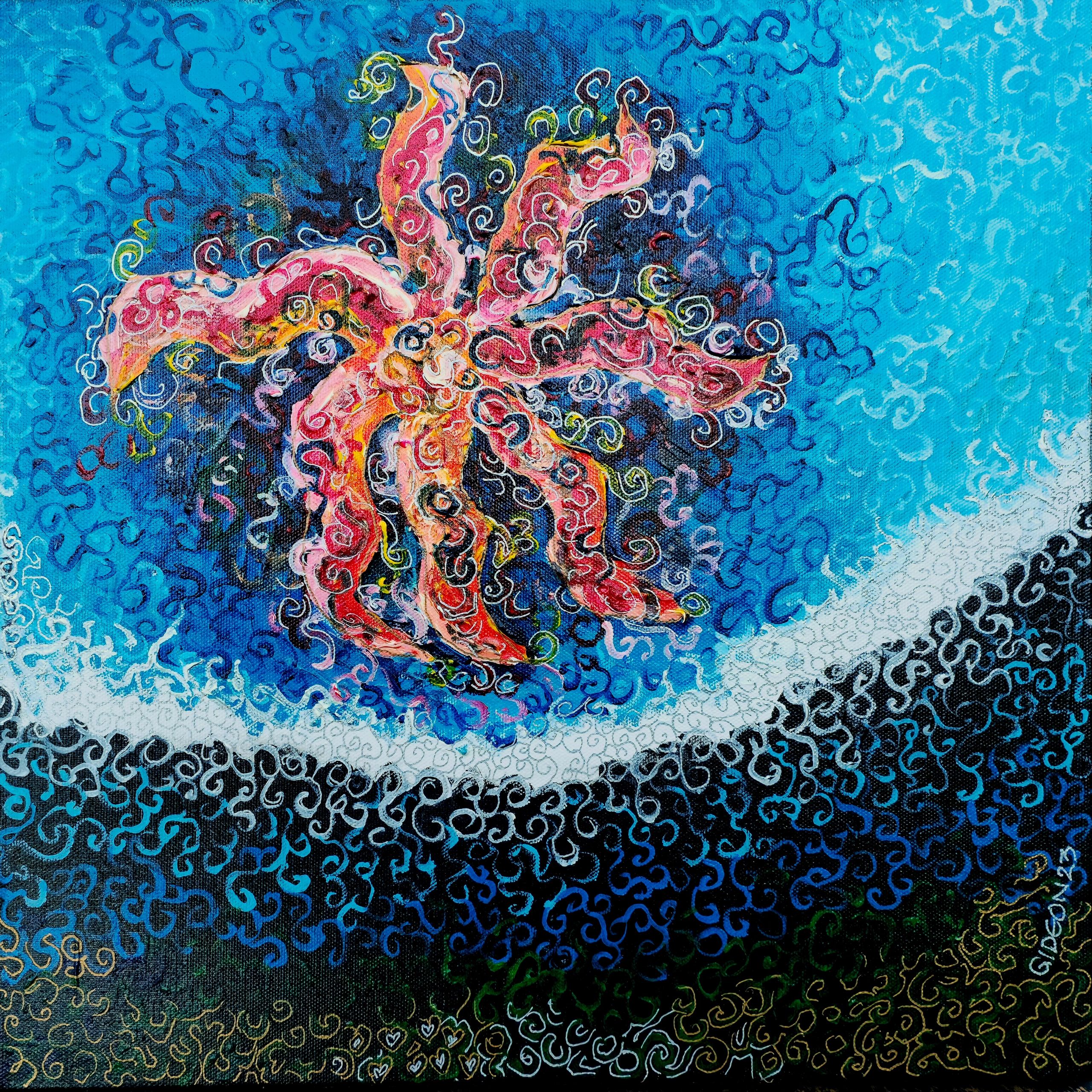 Starfish Flower — 16×16, Oil on Canvas by Gideon Artist