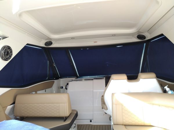 SeaRay interior snap on canvas window sun shades