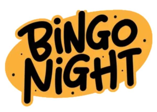 Bingo Night text in bold black on orange background.