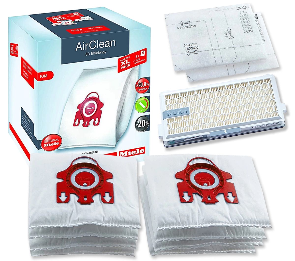 HA50 Hepa Miele Performance Pack AirClean 3D Efficiency FilterBags™ Type FJM